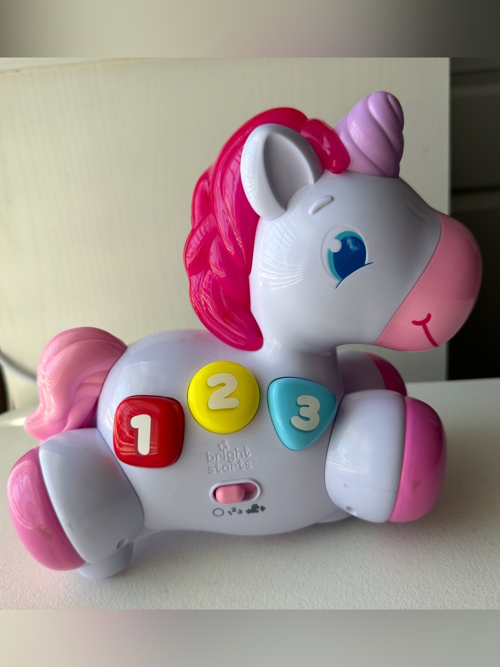 Bright Starts Rock & Glow Unicorn Musical Learning Toy Pink Crawling Babies